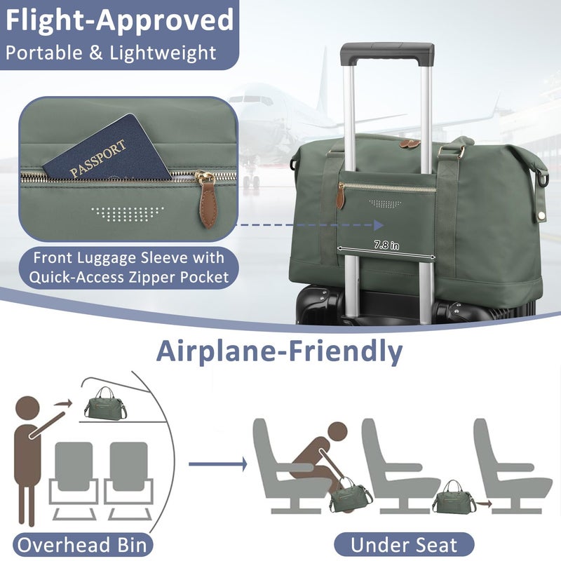 ELONGRIVER Travel Duffle Bag for Women, Weekender Bags, Hospital Bag for Labor Delivery, Lightweight Tote Duffel Overnight Bag with Luggage Sleeve,Airplane Travel Bags (Army Green, Large) - Image 5