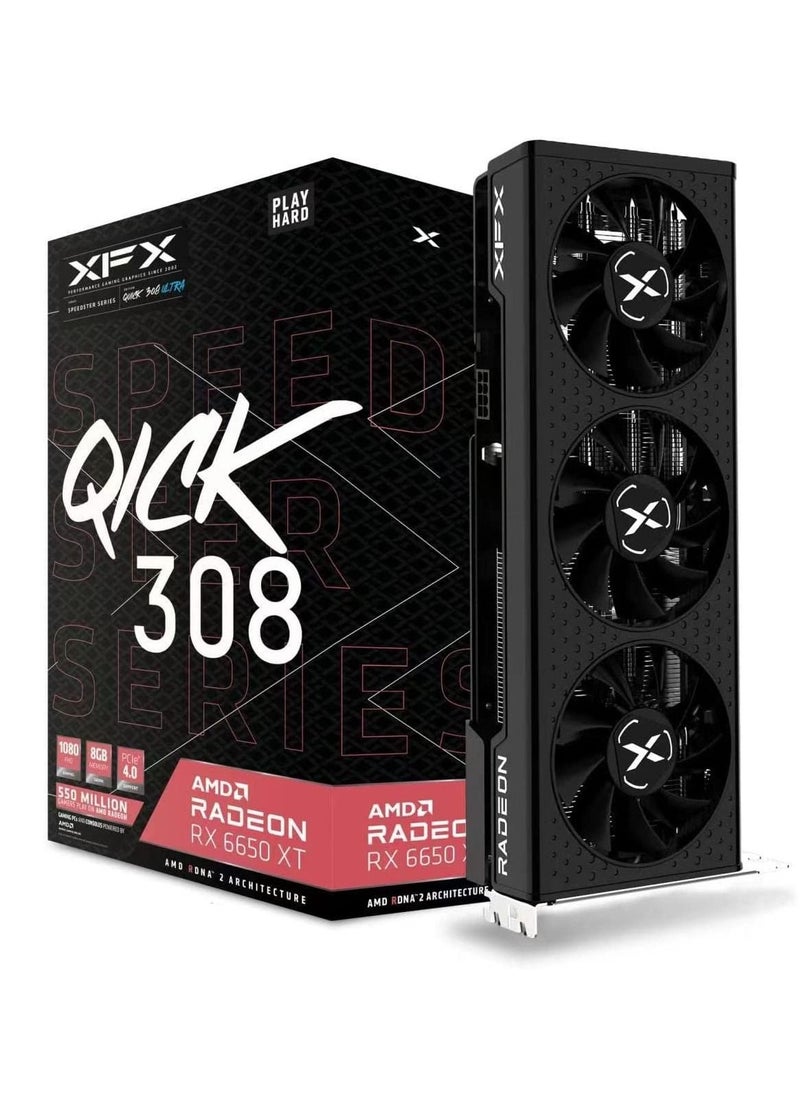 XFX - XFX SPEEDSTER QICK308  RADEON RX 6650XT Ultra Gaming Graphics Card with 8GB GDDR6 HDMI 3xDP, AMD RDNA™ 2 - Image 1