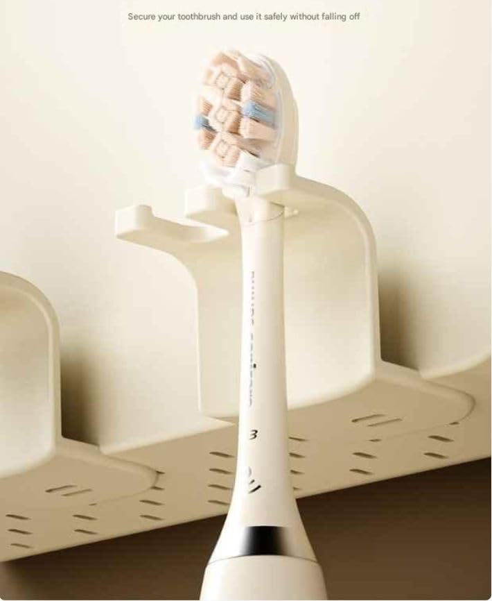 Furret Space-Saving Toothbrush Rack - Non-Perforated Wall-Mounted Organizer with Mouthwash Cup and Toothpaste Holder for Bathrooms - Image 4