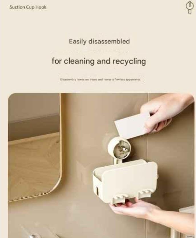 Furret Space-Saving Toothbrush Rack - Non-Perforated Wall-Mounted Organizer with Mouthwash Cup and Toothpaste Holder for Bathrooms - Image 5