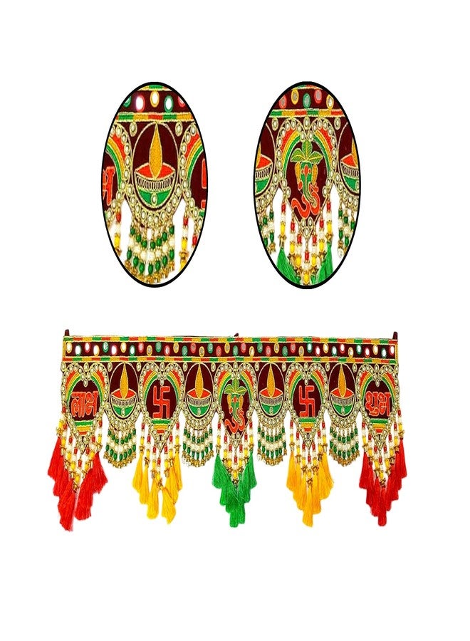 DK trades Traditional Decorations Toran For Entrance Main Door Front And In Room With Unique Design And Pattern Use With Woolen Threads And Soft Clothes,91 Cm,Multicolor - Image 2