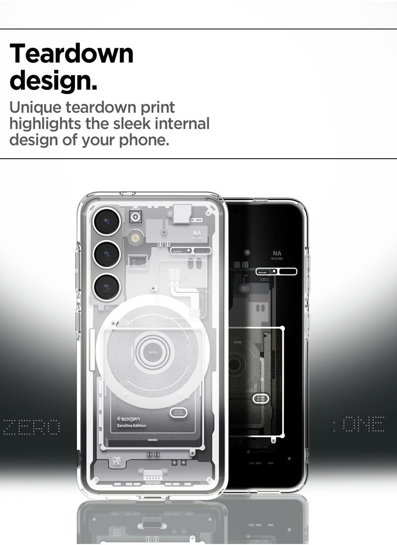 Spigen Ultra Hybrid MagFit for Samsung Galaxy S25 Case Cover with MagSafe (2025) - Zero One White  - Image 4