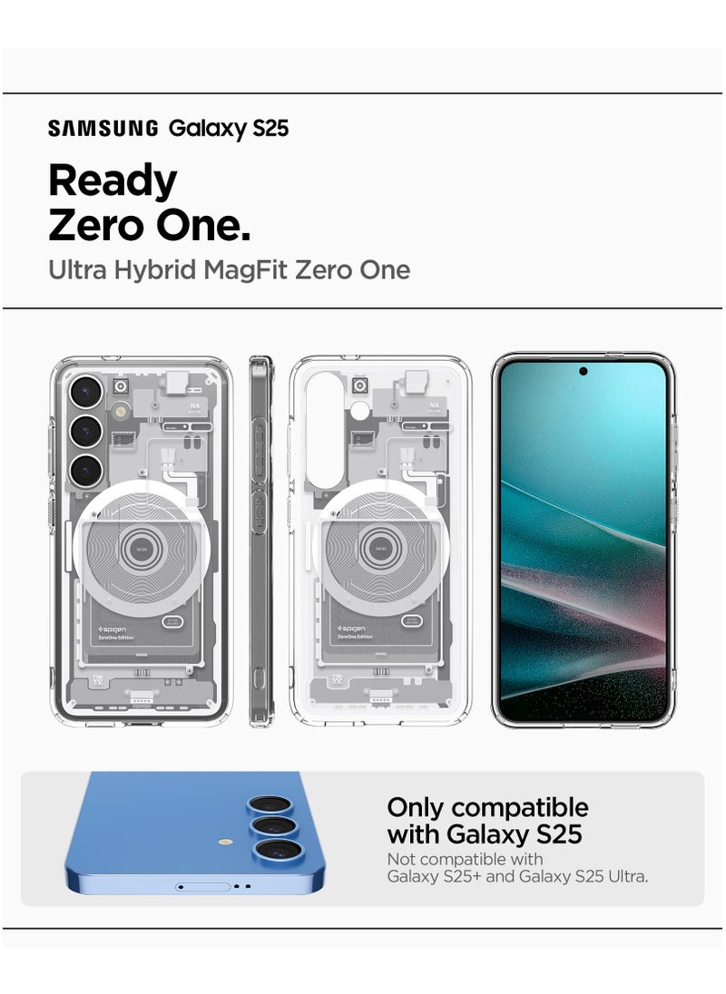 Spigen Ultra Hybrid MagFit for Samsung Galaxy S25 Case Cover with MagSafe (2025) - Zero One White  - Image 2