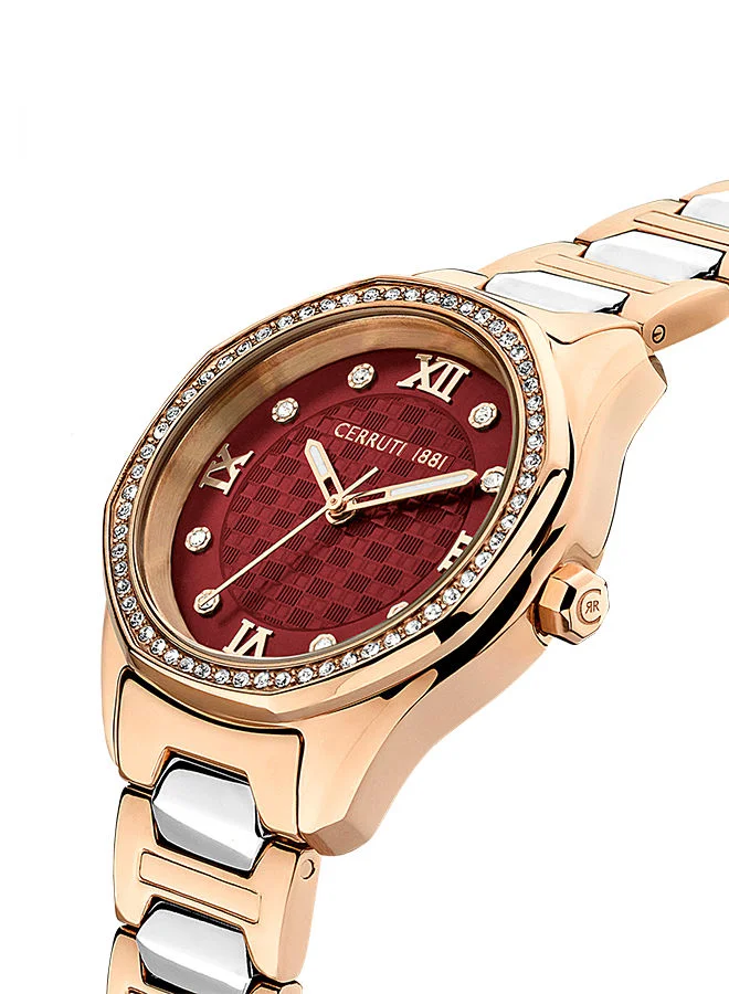 CERRUTI 1881 Bretagna 30mm Women's Quartz Watch With Rose Gold Stainless Steel Bracelet