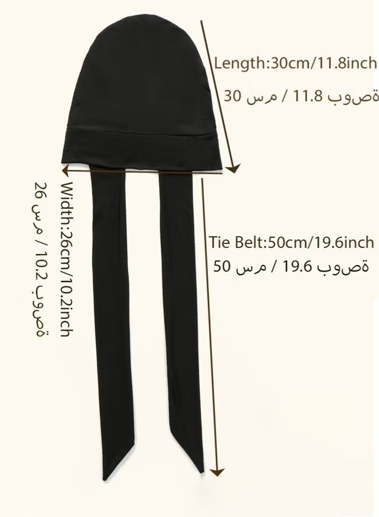 حجاب نسائي بلون سادة، بتصميمات قابلة للتعديل، وشريط رأس مطاطي على شكل عمامة، مصنوع من قماش قطني ناعم ومريح وجيد التهوية، مناسب للاستخدام اليومي كغطاء للرأس. - Image 5