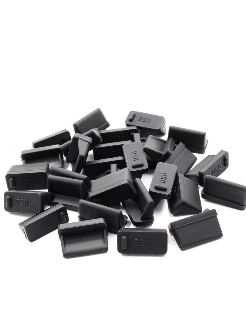 DKURVE® USB Dust Cover Type A Port Covers Caps Black Soft Silicone (Pack of 12) - Image 1