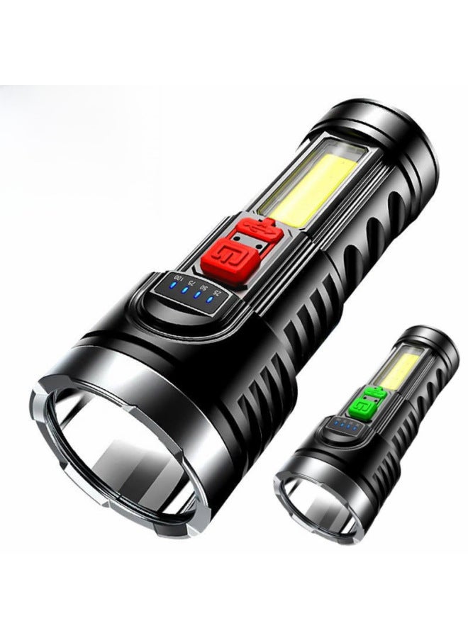 Loquat ABS Flashlight 822 Multi-function COB Power Display USB Rechargeable Home Outdoor Lighting Flashlight-Color:822 Red Switch (800mAh) - Image 2