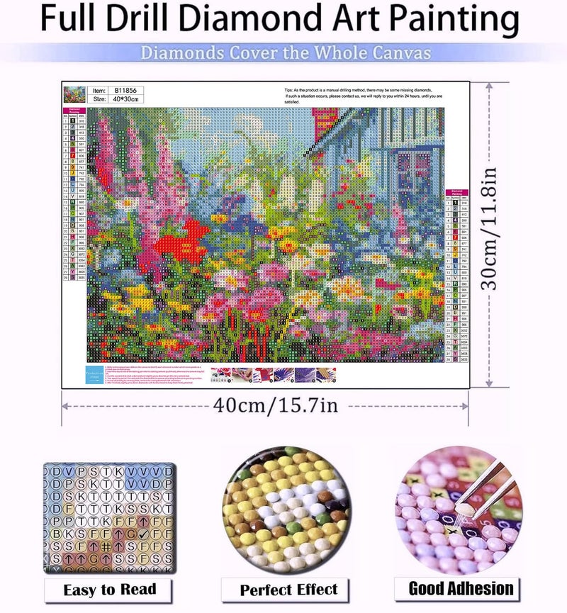 Meothan Flowers Diamond Painting Kits for Adults, Wild Flowers Diamond Art Kits Full Drill Diamond Gem Art Painting Kits for Gift Wall Decor 12x16 inch - Image 3