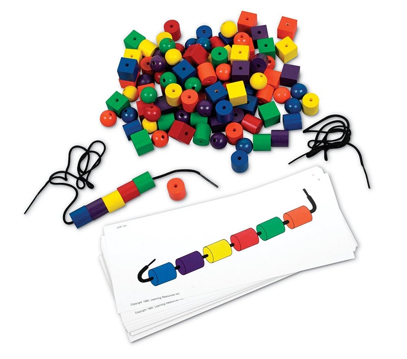 Learning Resources Beads and Patterns Card Set,130 Pieces Ages 3+, Lacing Beads,Back to School Supplies,Teacher Supplies for Classroom - Image 1