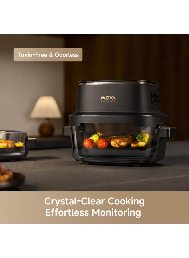 Mova AF20 Pro Portable Air Fryer, 6.5L Compact Size with 2 Removable Glass Containers Airfryer 8 Presets Cooking Option Fryer, LED Touch Screen Air-Fryer with Rapid Air Technology, 1700W Ultra-Quiet - Image 2