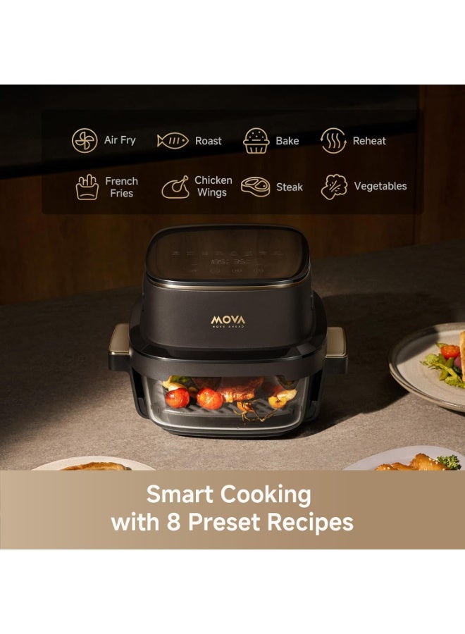 Mova AF20 Pro Portable Air Fryer, 6.5L Compact Size with 2 Removable Glass Containers Airfryer 8 Presets Cooking Option Fryer, LED Touch Screen Air-Fryer with Rapid Air Technology, 1700W Ultra-Quiet - Image 5