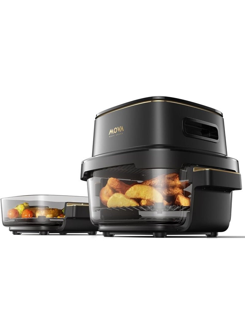 Mova AF20 Pro Portable Air Fryer, 6.5L Compact Size with 2 Removable Glass Containers Airfryer 8 Presets Cooking Option Fryer, LED Touch Screen Air-Fryer with Rapid Air Technology, 1700W Ultra-Quiet - Image 1
