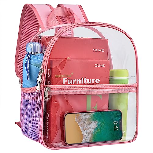 Paxiland Clear Backpack Stadium Approved 12126 with Reinforced and Wider Shoulder Straps Small Clear Bag for Schools Concerts Work Festivals and Sporting Events Pink - Image 1