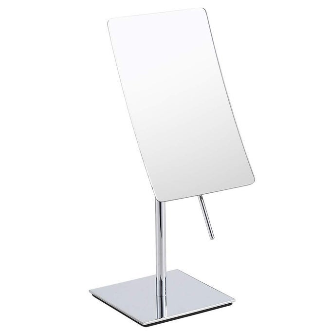 TABLE STANDING RECTANGULAR VANITY MAKEUP MIRROR WITH 3X MAGNIFICATION HIGH ADJUSTABLE MADE OF 304 STAINLESS STEEL FOR HOTEL BATHROOM POLISHED CHROME