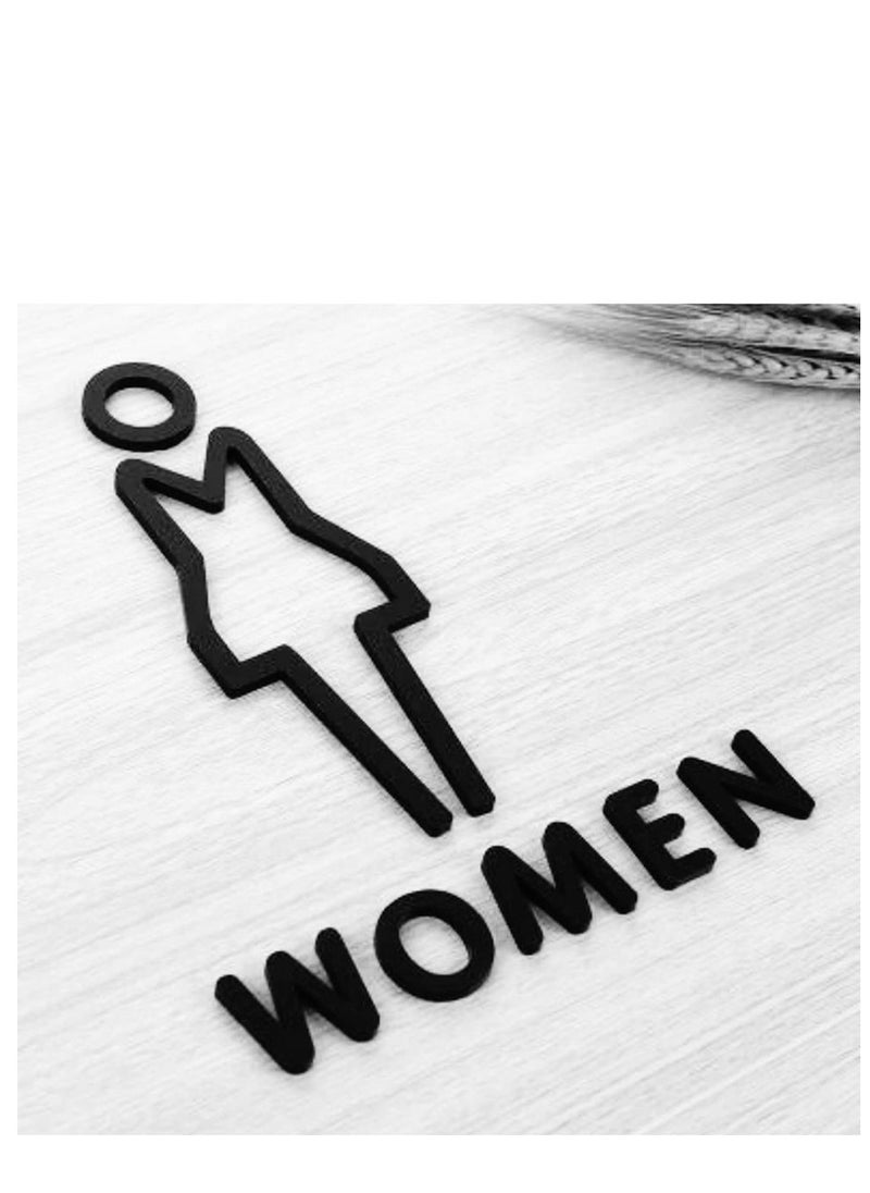 Generic - Toilet Sign for Home and Business Office Restroom Washroom Door Wall  Acrylic with Strong Self-Adhesive Tape for Easy Installation - Image 1