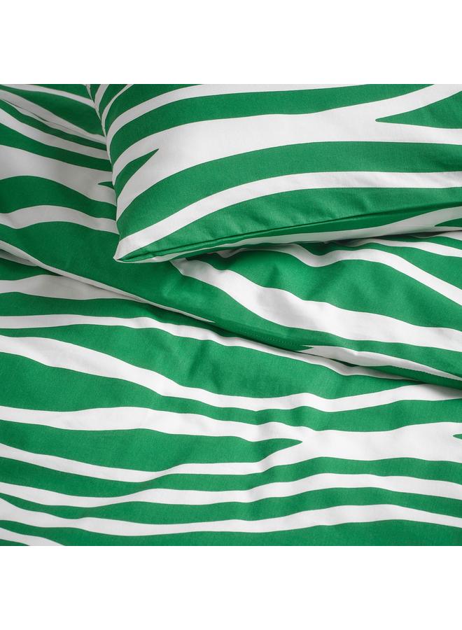 Zaboon Duvet Cover And Pillowcase, Green/White, 150X200/50X80 Cm - Image 2