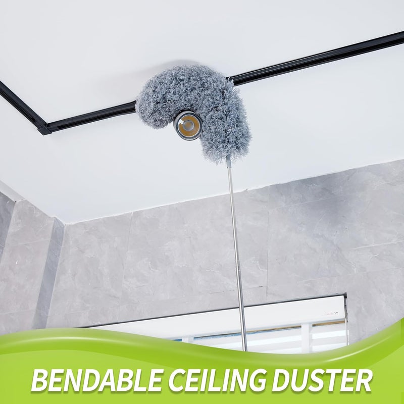 IVYROLL Duster with Extension Pole for Cleaning (2 Microfiber Heads Kit), 100" Long Feather Duster for High Ceilings with Washable Head, Cleaning Supplies for Housekeeping, Ceiling Fan, Furniture - Image 3