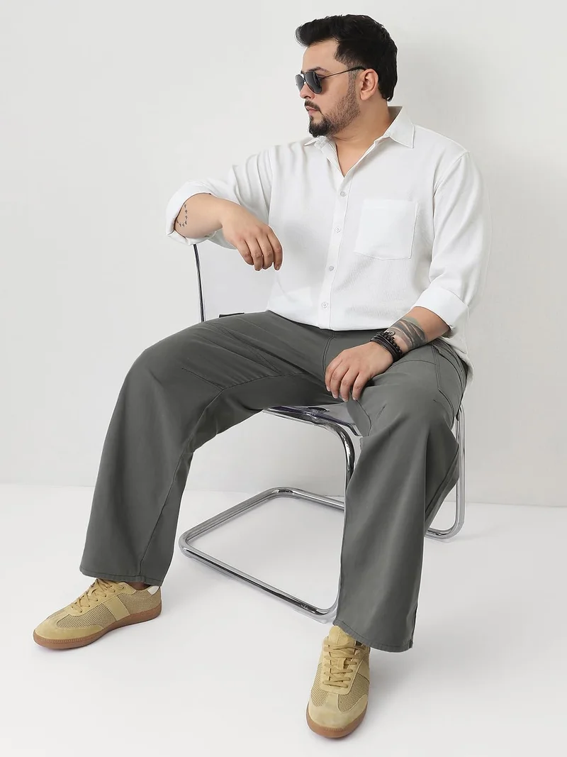 Urbano Fashion  Urbano Plus Men's White Linen Blend Full Sleeve Relaxed Fit Casual Solid Shirt  | Best Price UAE