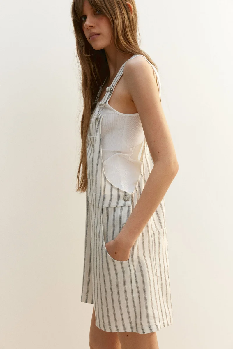 H&M Linen-blend dungaree shorts