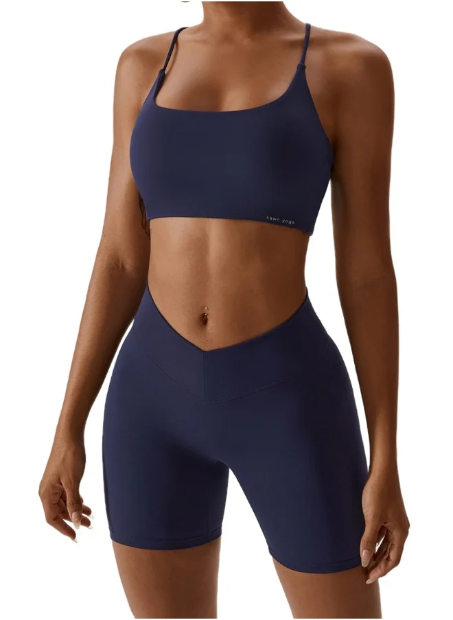 كون.يوغا KAWN YOGA Womens Striped Back Sports Bra - Padded Low Impact Workout Yoga Bra with Removable Built in Bra