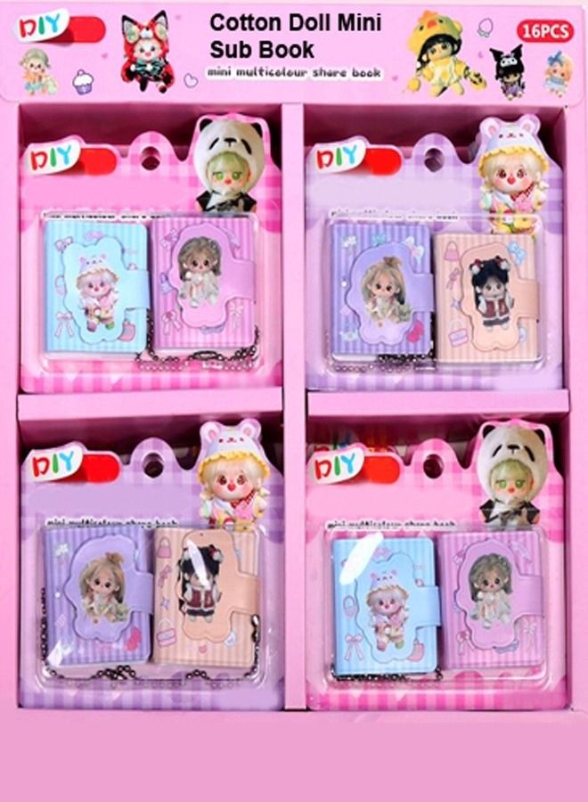 fashionhome 16 Pieces Beautiful DIY Multicolor Cotton Doll Cartoon Theme Mini Share Book Pocket Diary Notebook Set Box for Kids Birthday Gift for Children 51x48x53 cm - Image 1