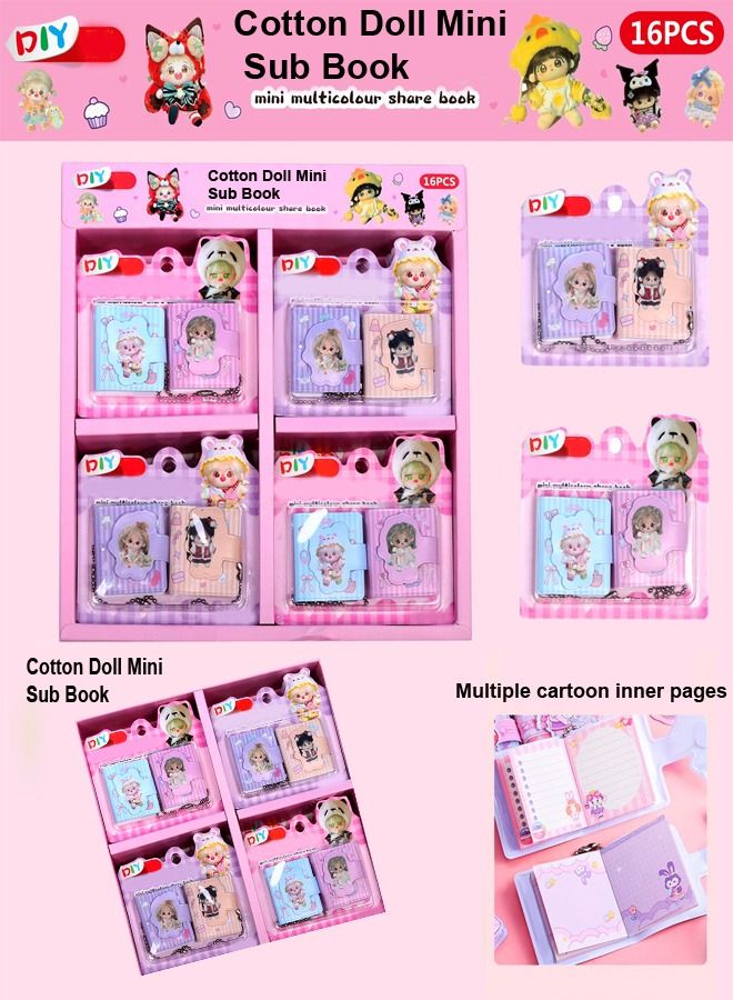 fashionhome 16 Pieces Beautiful DIY Multicolor Cotton Doll Cartoon Theme Mini Share Book Pocket Diary Notebook Set Box for Kids Birthday Gift for Children 51x48x53 cm - Image 2