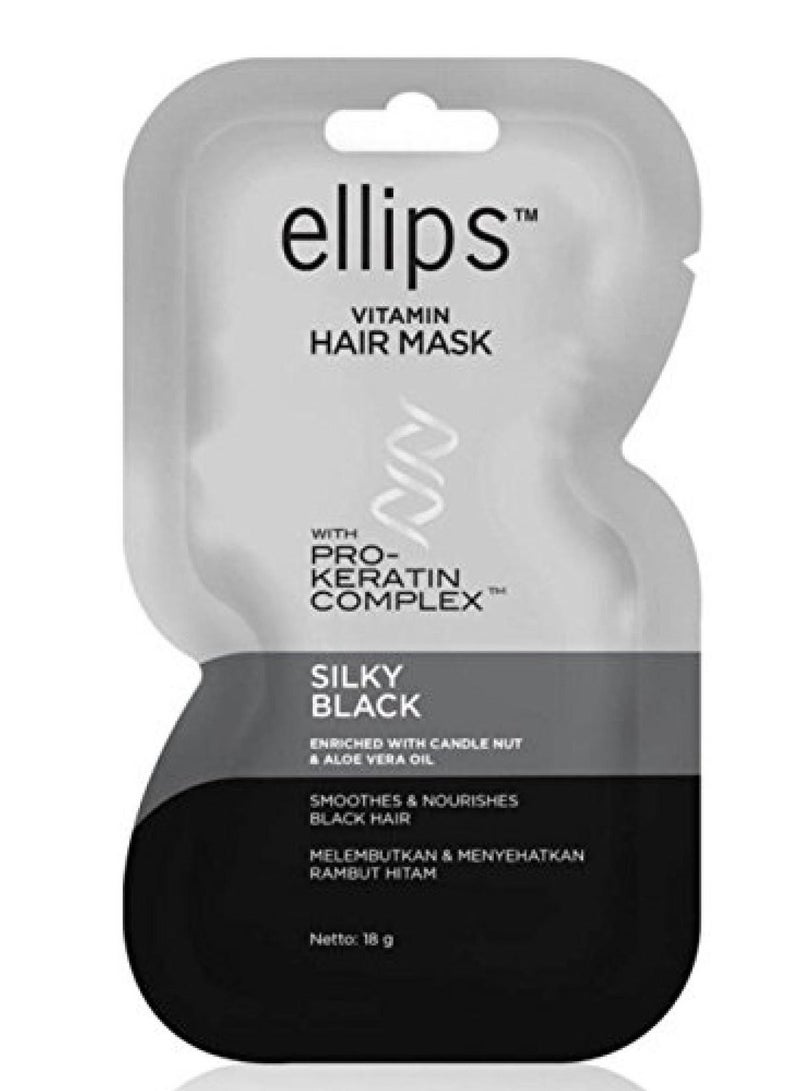 Ellips Hair Mask Silky Black 18g (Pack of 4) - Image 1