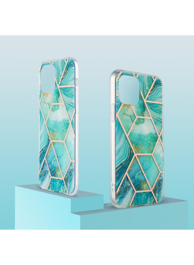 Zaboon Case For iPhone 13 Pro Max Electroplating Splicing Marble Flower Pattern Dual-side IMD TPU Shockproof Case - Image 2