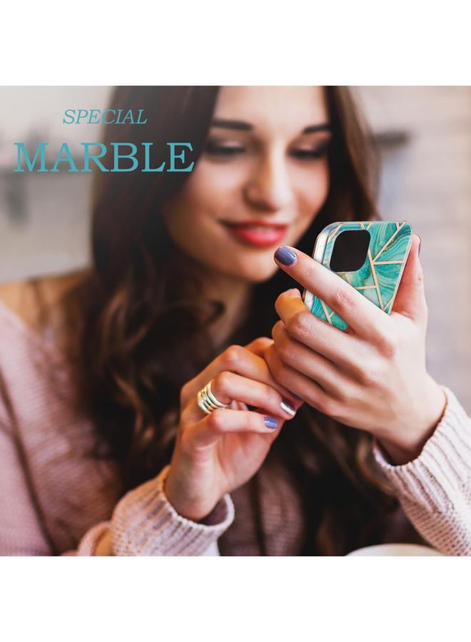 Zaboon Case For iPhone 13 Pro Max Electroplating Splicing Marble Flower Pattern Dual-side IMD TPU Shockproof Case - Image 3