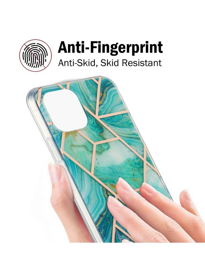 Zaboon Case For iPhone 13 Pro Max Electroplating Splicing Marble Flower Pattern Dual-side IMD TPU Shockproof Case - Image 5