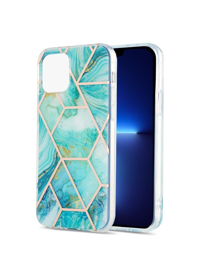 Zaboon Case For iPhone 13 Pro Max Electroplating Splicing Marble Flower Pattern Dual-side IMD TPU Shockproof Case - Image 1