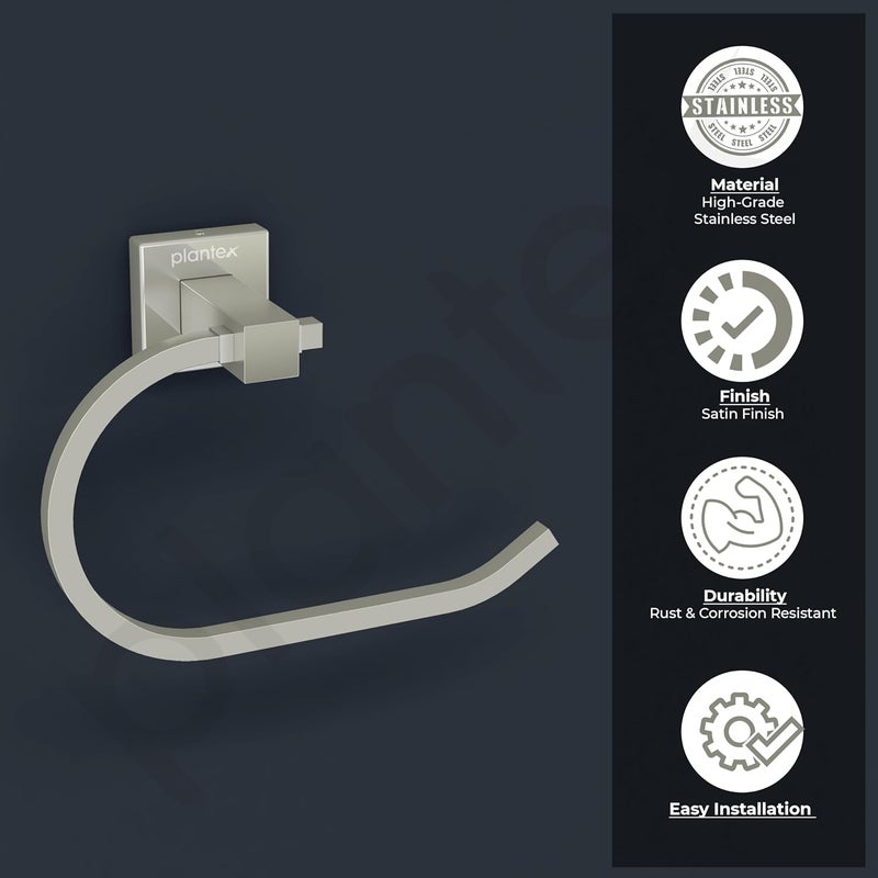 plantex Plantex Stainless Steel Towel Ring for Washbasin/Napkin Hanger for Bathroom/Brushed Steel Finish/Napkin Holder/Bathroom Accessories - (Aqua)  - Image 4