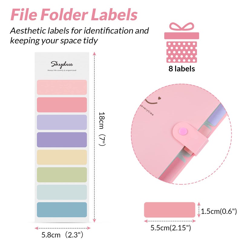 SKYDUE Expanding File Folders with 5 Pockets, Accordion File Organizer with 32 Labels, Portable Document Paper Organizer, Filing Folders, Letter / A4 Size, Pack of 4 - Image 3