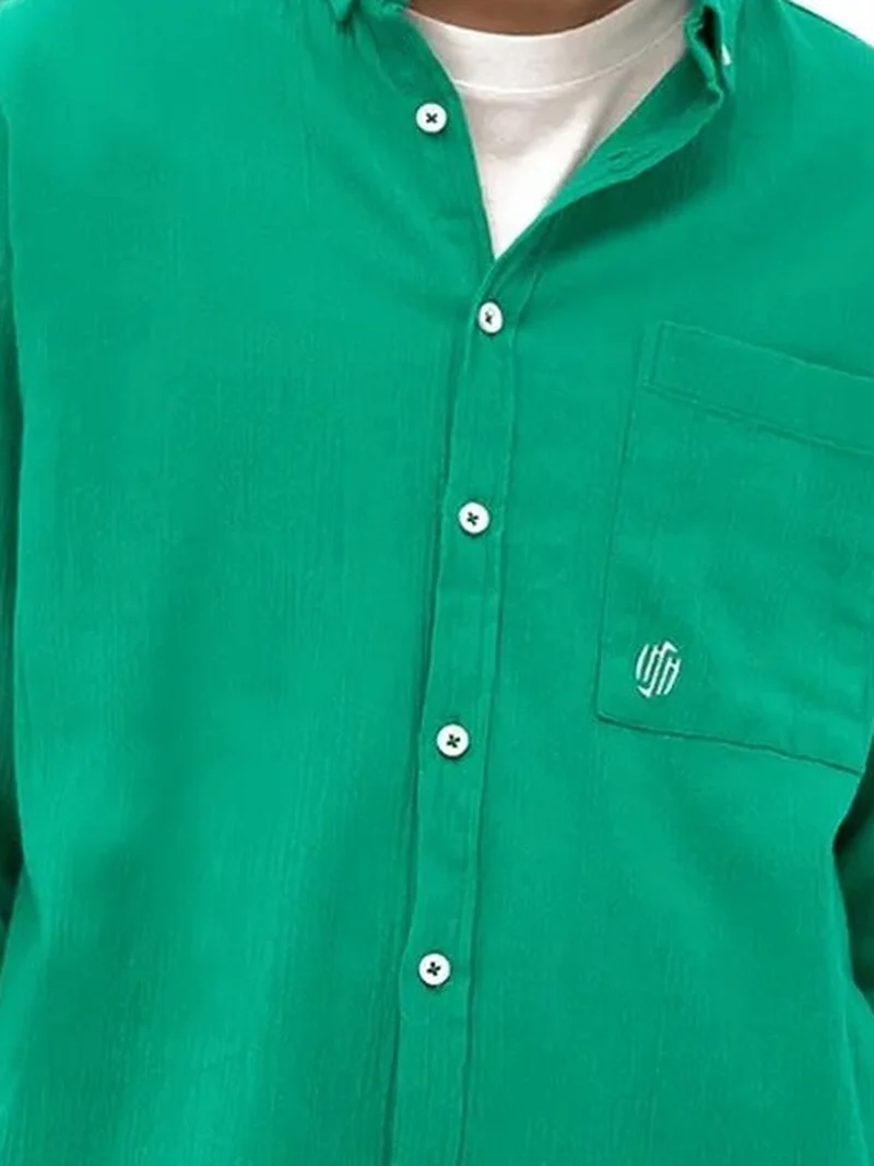 Giesto Emerald Green GIESTO Men's Cotton Long Sleeve Button-Collar Shirt for Men | Best Price UAE
