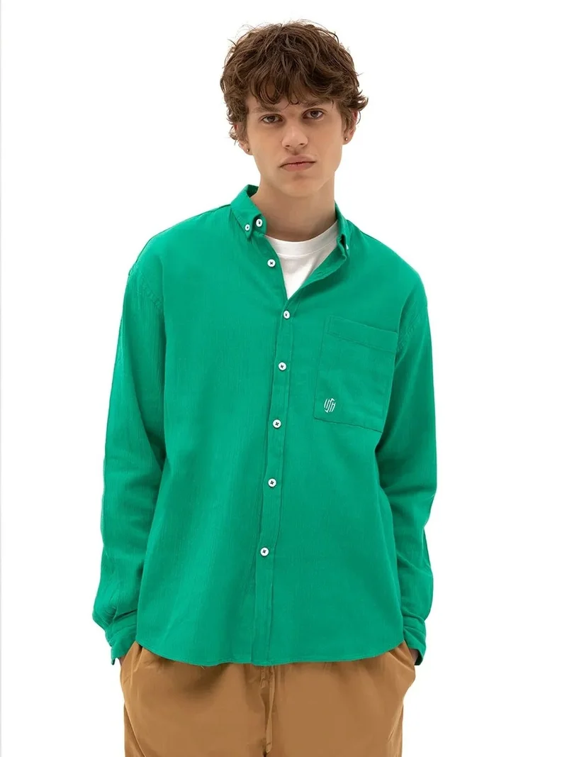 جيستو GIESTO Men's Cotton Long Sleeve Button-Collar Shirt