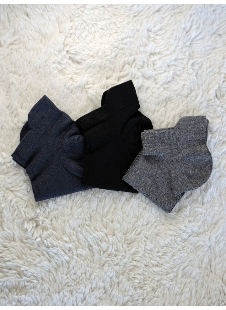 Buluş Organic - 3-pack Black, Navy Blue, Anthracite - Special Heel Technology Viscose Men's Ankle Socks - Image 1