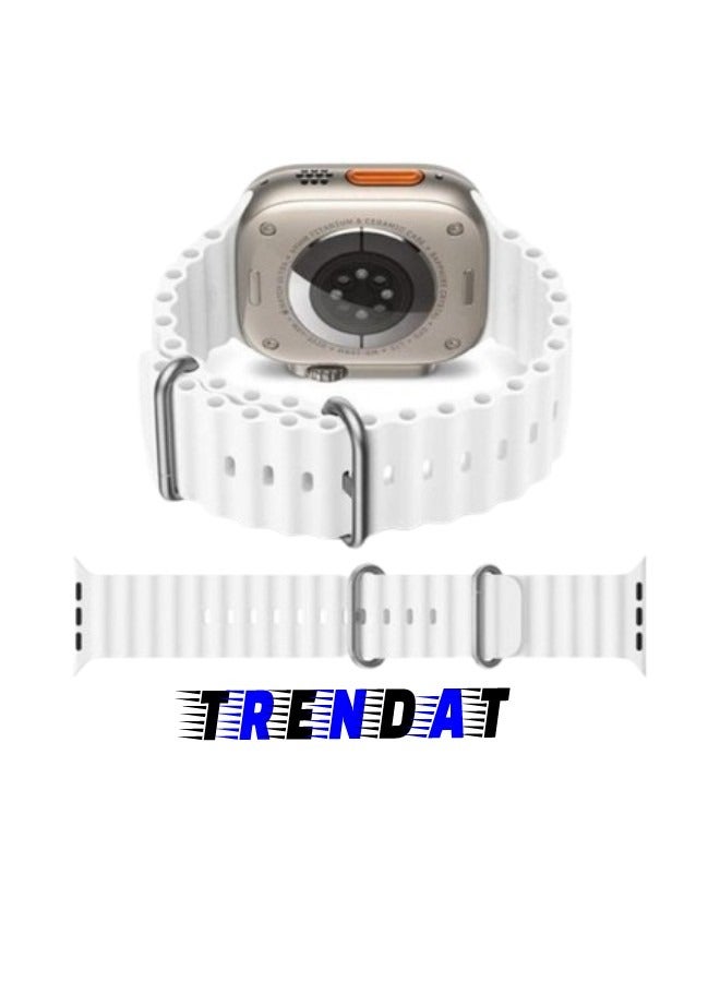 Ultra corrugated silicone watch strap, size (42-44-45-49 mm) - white - Image 2