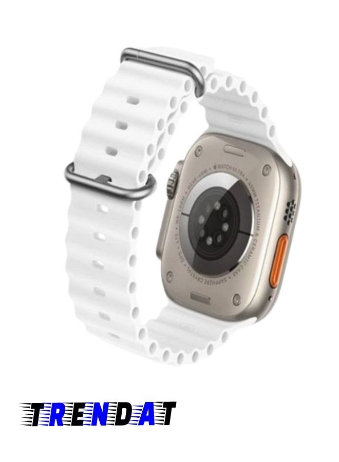 Ultra corrugated silicone watch strap, size (42-44-45-49 mm) - white - Image 3