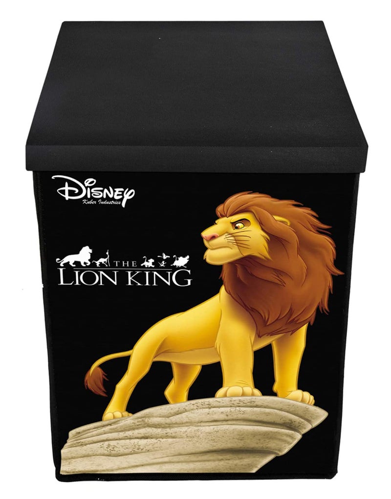 Kuber Industries Loin King Print Non-Woven Laundry Basket, Clothes Hamper For Laundry Closet, Bedroom, Bathroom With Lid & Handles Pack of 2 (Black) 54KM4078 - Image 2