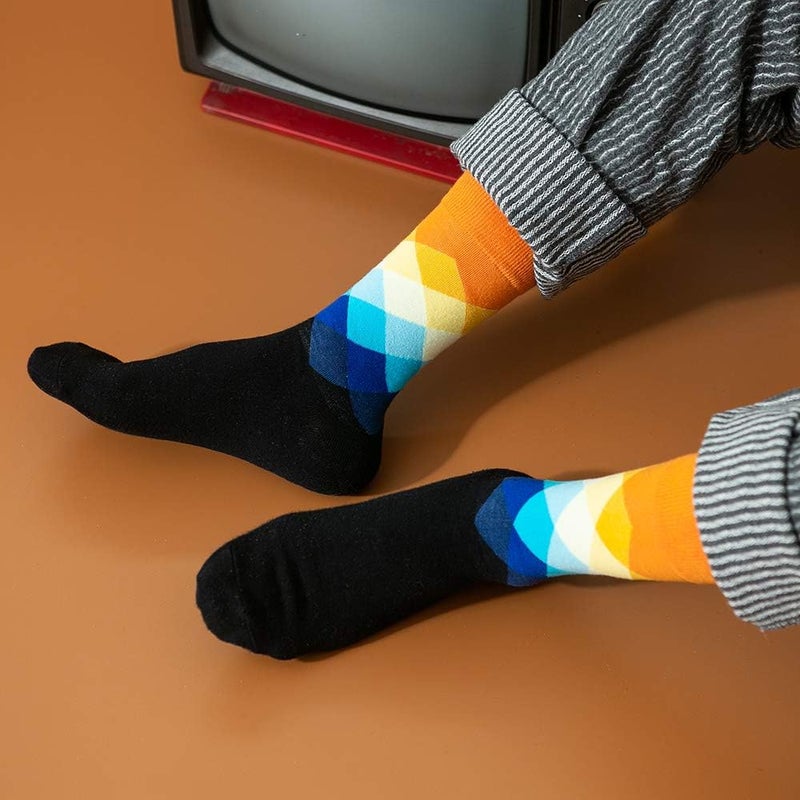 BISOUSOX Mens Dress Socks Funny Fun Colorful Crazy Funky Crew Socks for Men Novelty Happy Cotton Size 9-12 - Image 4