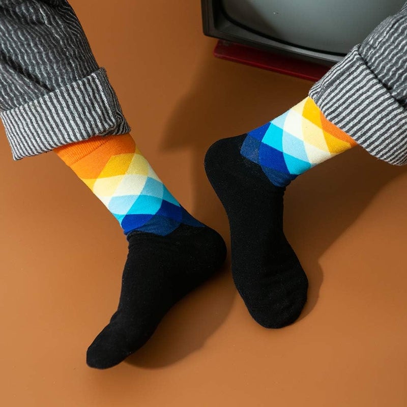 BISOUSOX Mens Dress Socks Funny Fun Colorful Crazy Funky Crew Socks for Men Novelty Happy Cotton Size 9-12 - Image 5