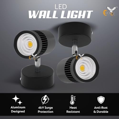 Errol Black spot Lights 9 watt Aluminium, Adjustable Head Focus Light for Wall | spot Lights for Home Ceiling | spot Light (White) - Image 2