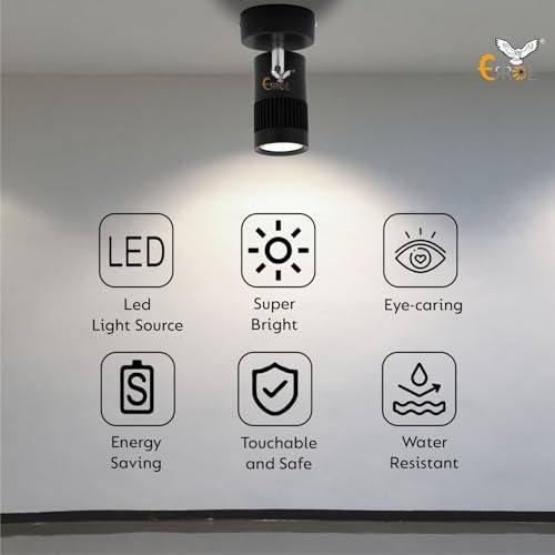 Errol Black spot Lights 9 watt Aluminium, Adjustable Head Focus Light for Wall | spot Lights for Home Ceiling | spot Light (White) - Image 5