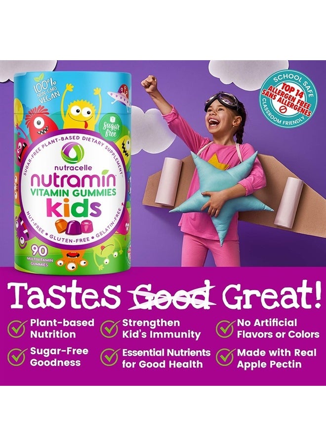 Nutracelle - NUTRAMIN Sugar-Free, Allergen-Free & Vegan Gummy Multivitamins for Kids - Great Tasting Gummies Your Kids Will Love - 90 Count Bottle - Image 1