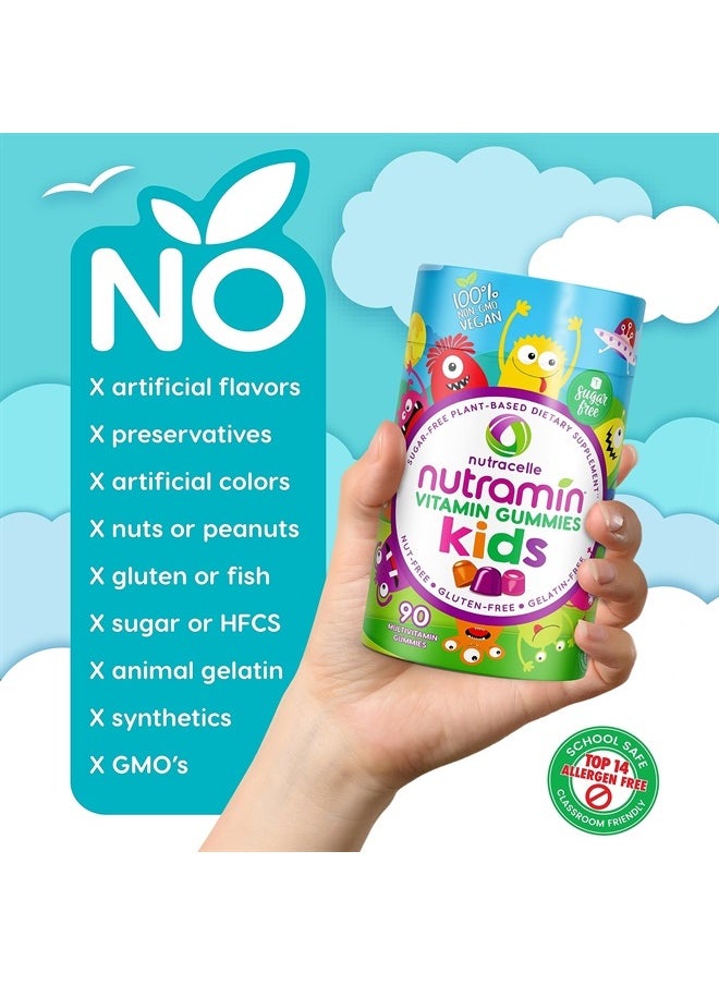 Nutracelle - NUTRAMIN Sugar-Free, Allergen-Free & Vegan Gummy Multivitamins for Kids - Great Tasting Gummies Your Kids Will Love - 90 Count Bottle - Image 1