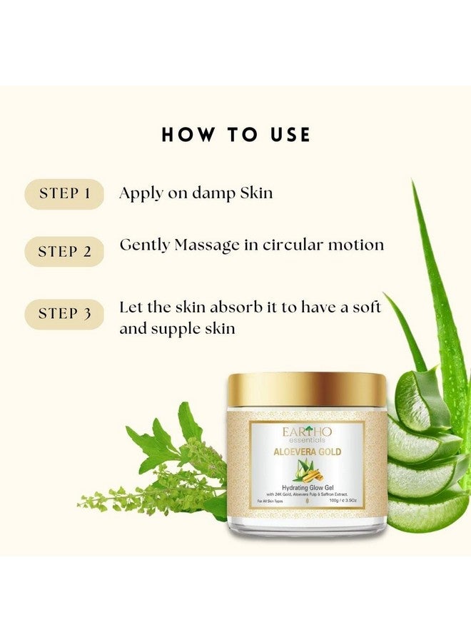 Eartho Essentials Aloevera Gold Hydrating Glow Gel With 24k Gold,Aloevera pulp & saffron extract 100g And Vitamin C Pack 50g - Image 4