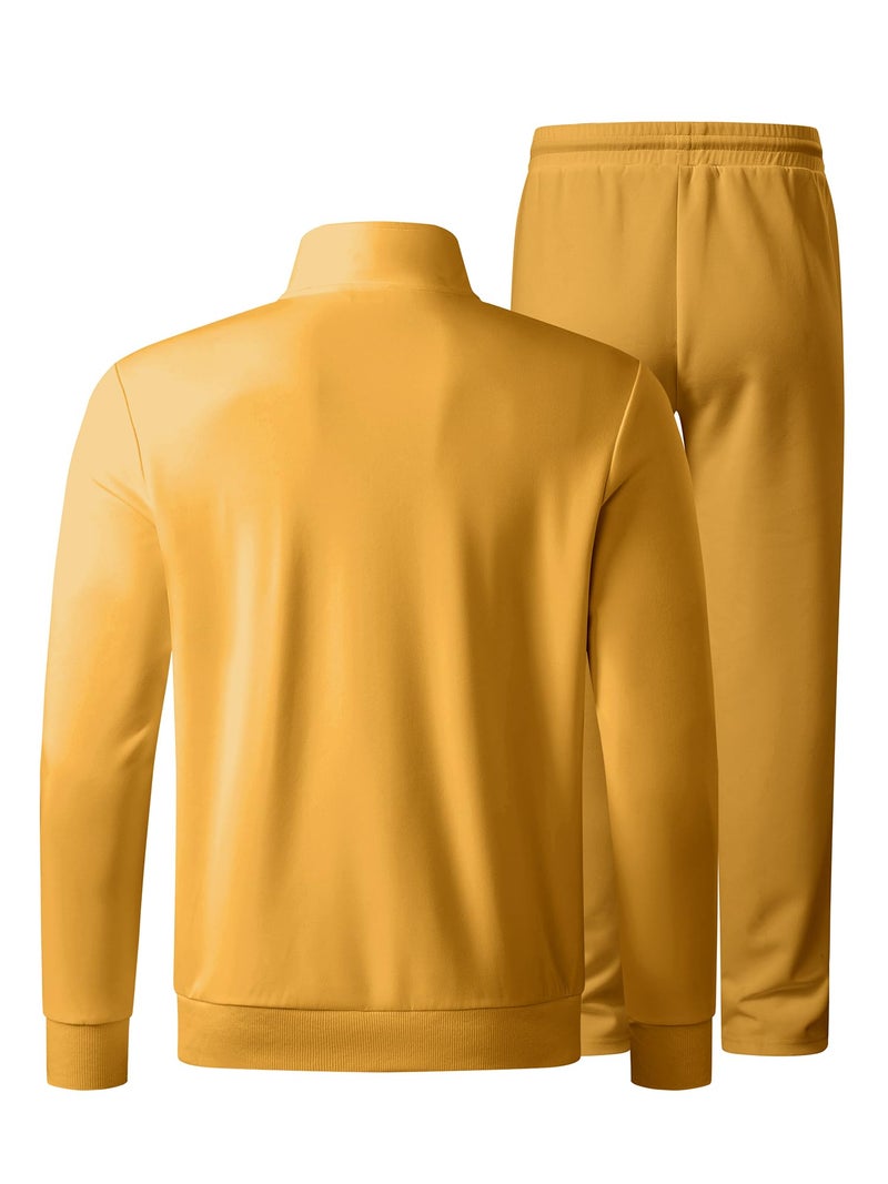 JMIERR Men's Sweatsuits Sets Tracksuits 2 Piece Loungewear Christmas Sweat Suit Full Zip Jacket and Joggers Jogging Warm Up Sets Matching Sets, L, Yellow - Image 5