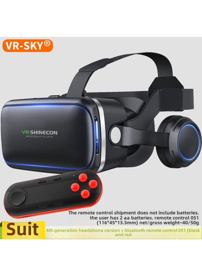 نظارات الواقع الافتراضي الذكية VR سماعة رأس مع سماعات أذن مدمجة نظارات ثلاثية الأبعاد للأطفال والكبار والموضة والأعمال والجماهير - اللون: سماعة رأس الجيل السادس إصدار 051 جهاز تحكم عن بعد - Image 1