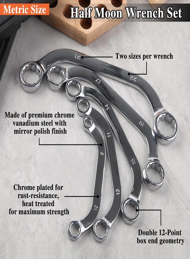 مجموعة مفاتيح ربط نصف قمرية مترية من ليونتول، 5 قطع، من 8 مم إلى 22 مم، مجموعة مفاتيح ربط عوائق بطرف صندوقي مع حقيبة تخزين - Image 3