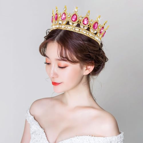 YOUlDIANZI Queen Golden Rose Rhinestone Tiaras for Women - Costume Party Hair Accessories Princess Birthday Tiara Crystal Bridal Crown - Image 5